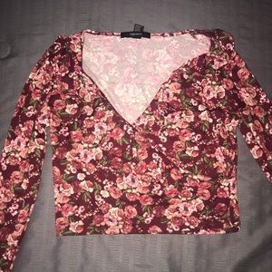 Floral long sleeve crop